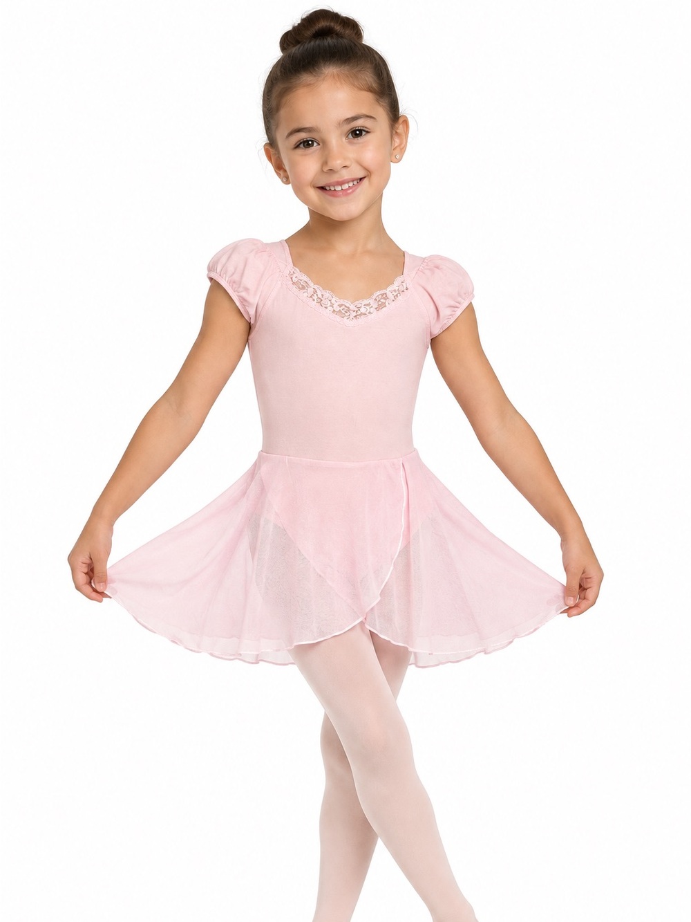 Capezio Future Star Girl’s Pink Ballet Dress Size M Leotard with Sheer Skirt NWT